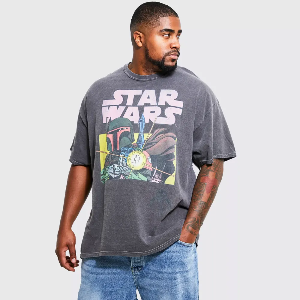 Oversized Extended Neck Over The Seam Gothic Back Print T-shirt