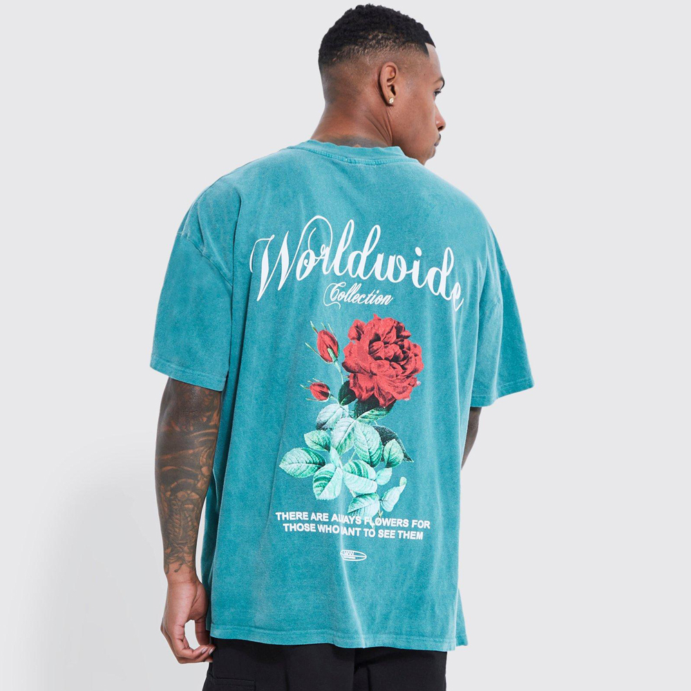 Oversized Floral Line Drawing Scuba T-shirt